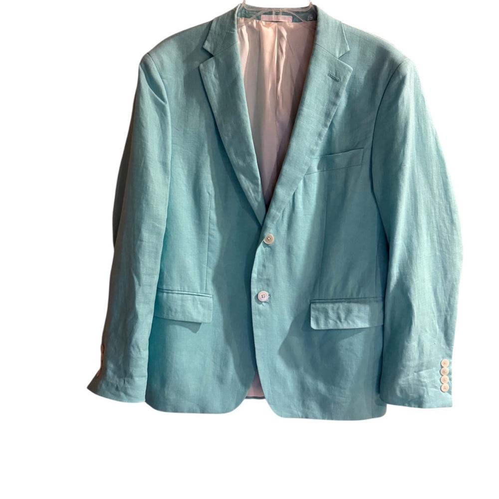 Lauren Ralph Lauren 100% Linen Teal/Turquoise unisex blazer. EUC